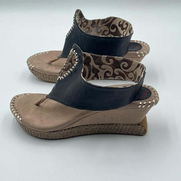 Modzori Lucia Reversible Wedge Sandals Black Tan Metallic Travel Size 9 Boho - Picture 7 of 16